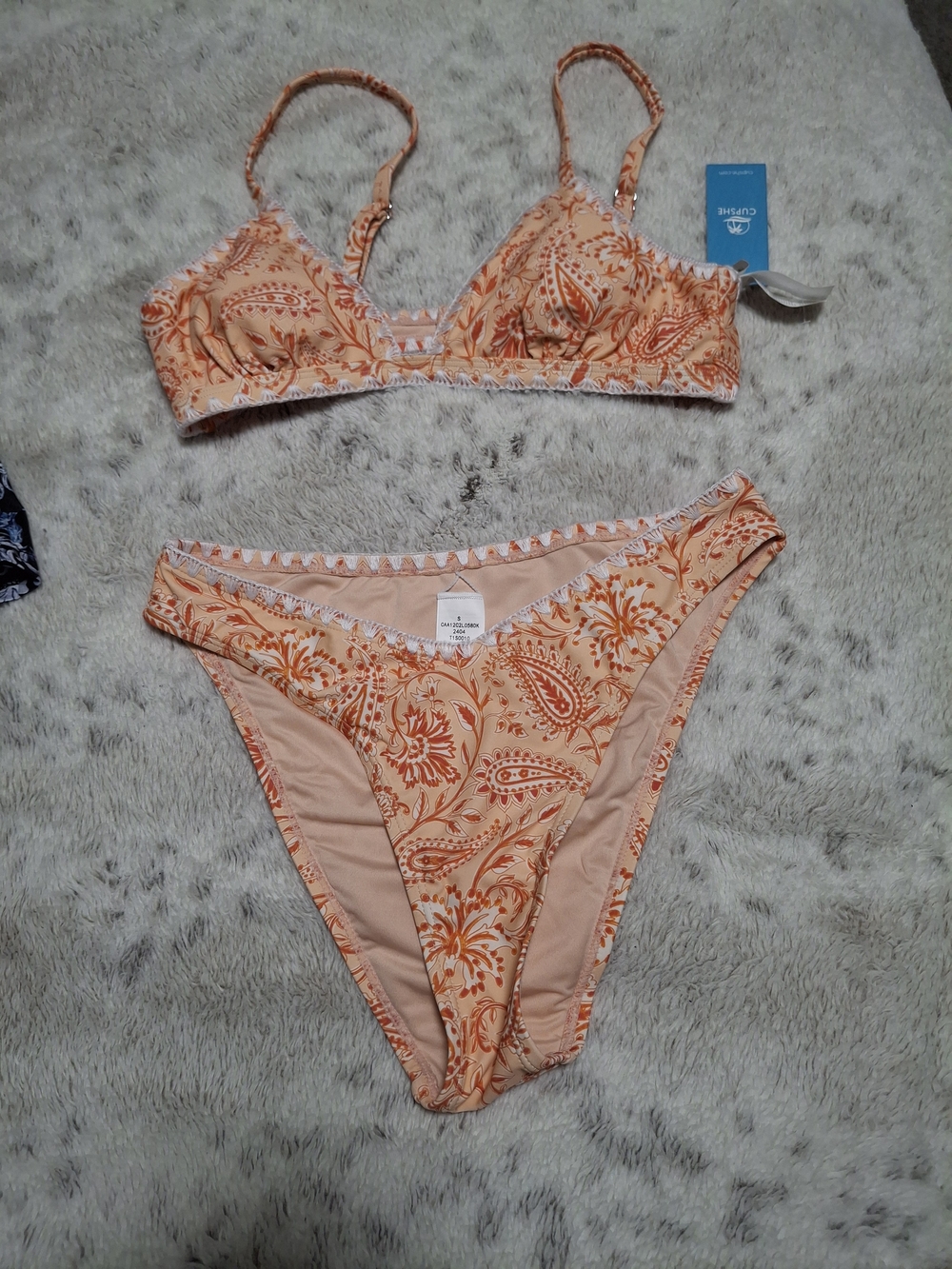Cupshe Peach Paisley Bikini Set